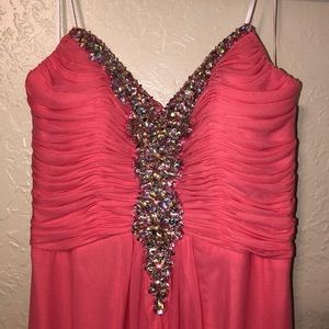 Pink Formal Strapless Sequin Dress